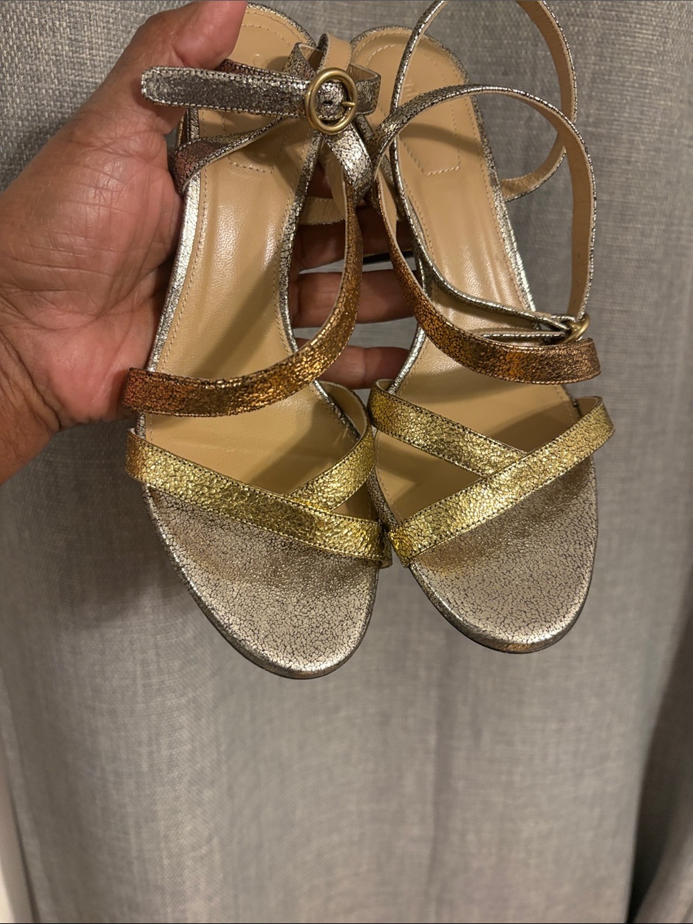 Chloe Metallic Gold & Bronze Strappy Sandals